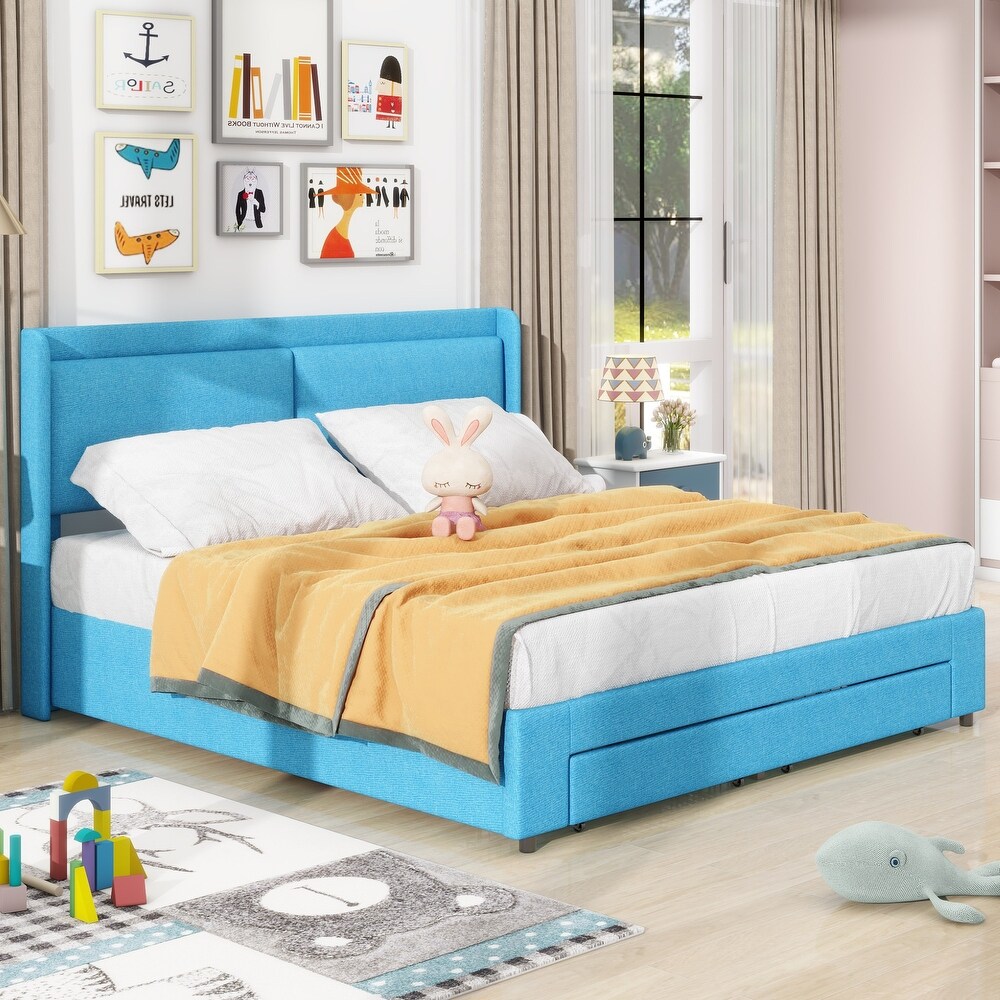 Queen Size Lift Storage Bed Platform Bed with 2 Drawers  Queen Size Bed Frame with Hydraulic Storage System