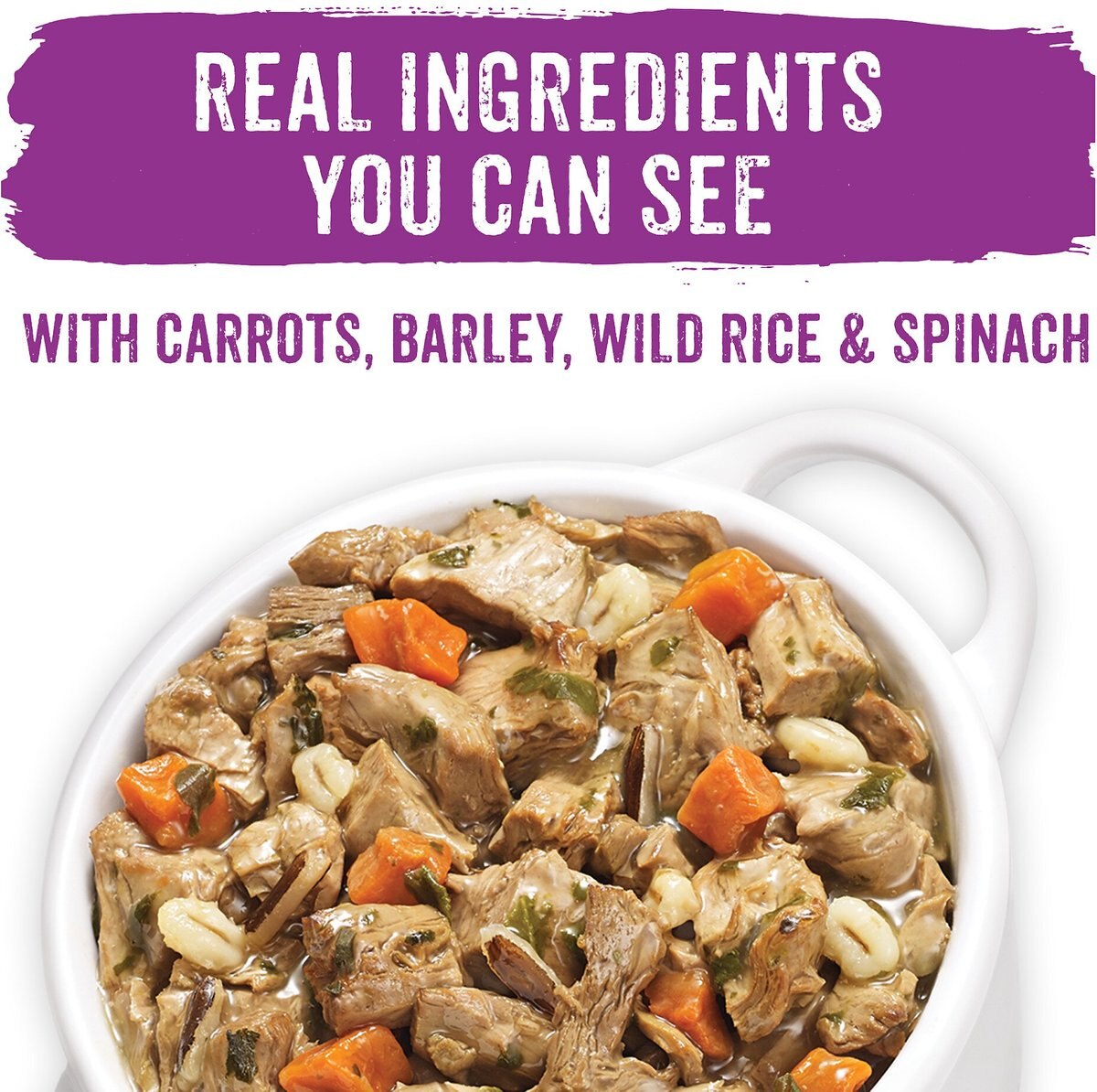 Purina Beneful Prepared Meals Simmered Beef Entree with Carrots， Barley， Wild Rice and Spinach Wet Dog Food