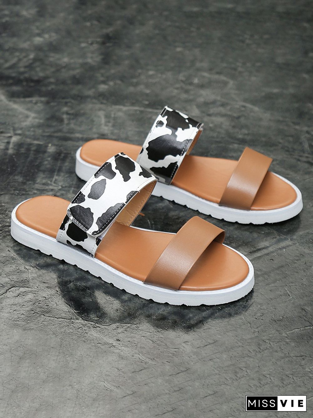 Leopard Print Snake Print Zebra Print Cow Print Strap Casual Slippers