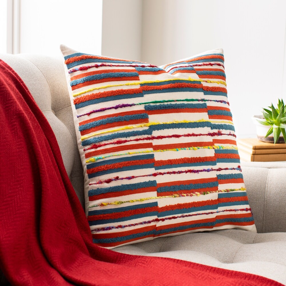 Artistic Weavers Carlile Embroidered Boho Stripe Throw Pillow