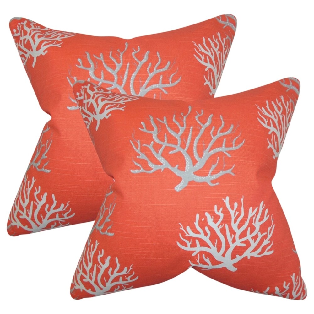 Set of 2 Hafwen Coastal Throw Pillows in Salmon