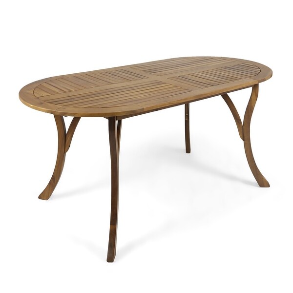 Oval Teak Veneer Dining Table