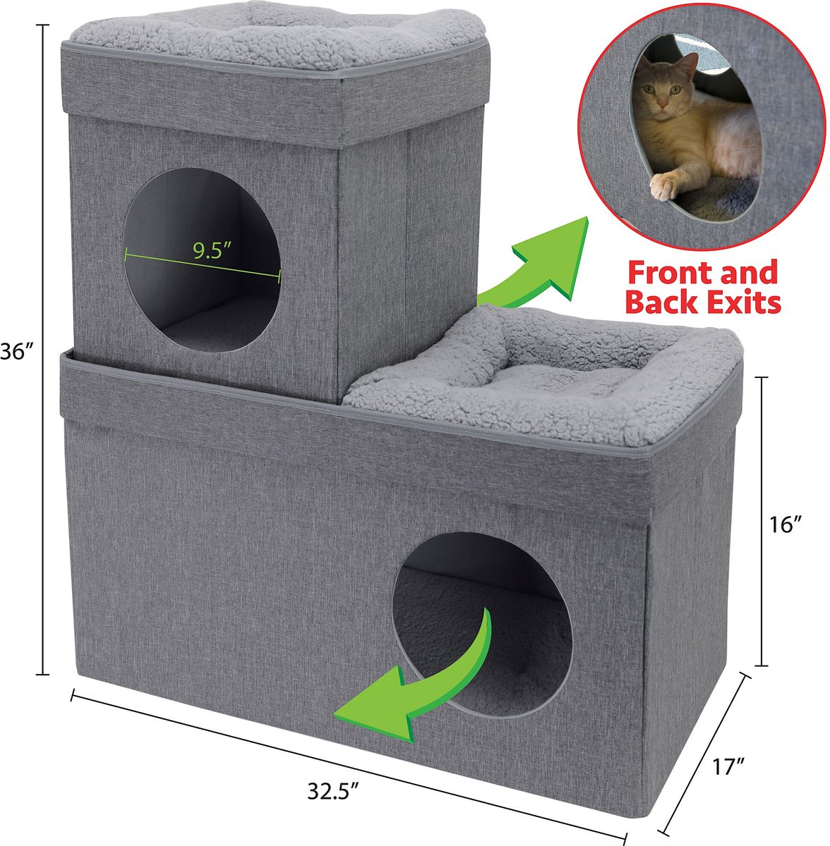 Kitty City Gray Polyester Rectangular in Cat Bed (For Medium)