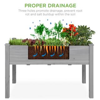 Best Choice Products 48 in. x 24 in. x 30 in. Wood Raised Garden Bed - Gray SKY6395