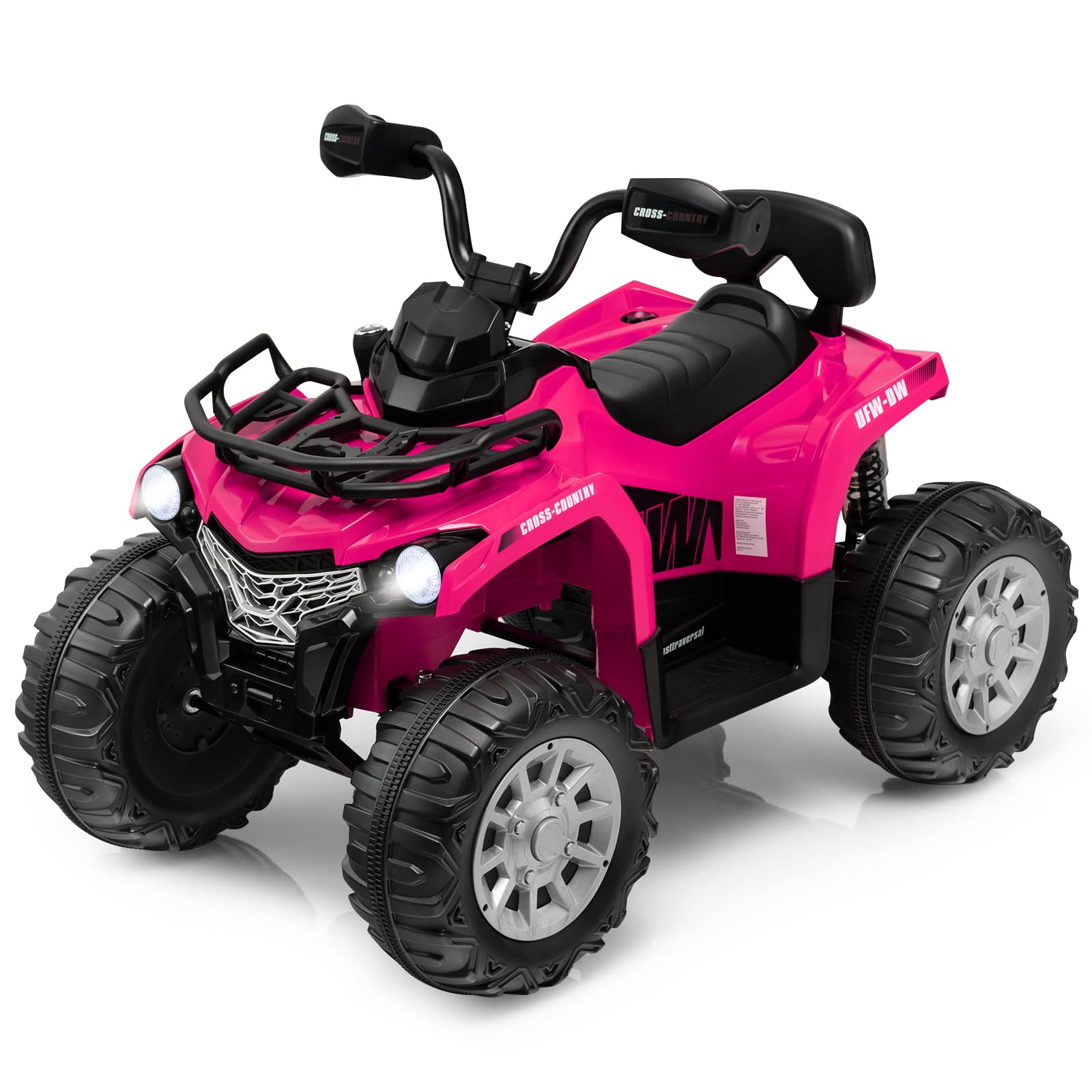 Costzon Kids ATV, 12V Battery Powered Electric Vehicle w/ Music, Headlights, MP3, Spring Suspension