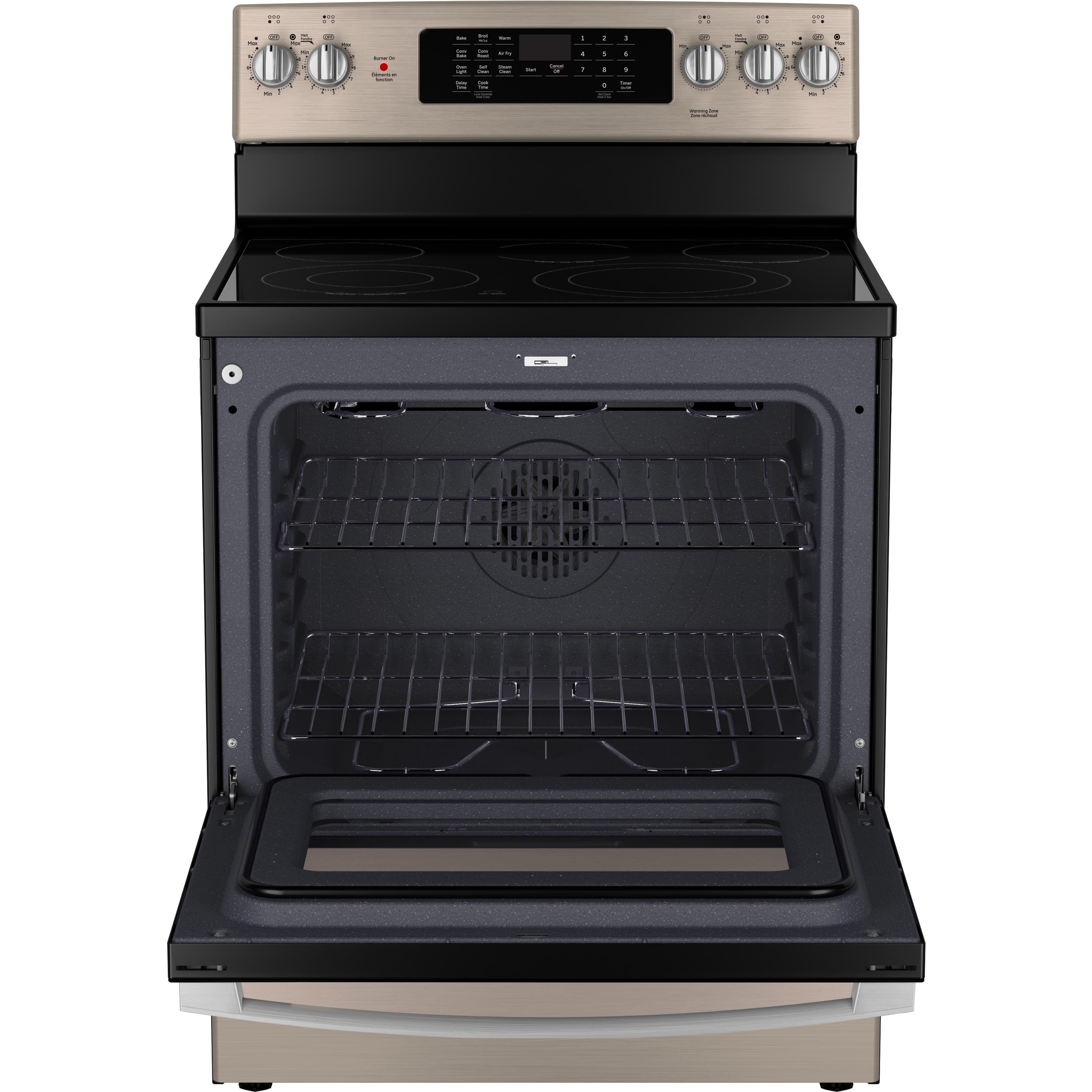 GE 30-inch Freestanding Electric Range with True European Convection Technology JCB840ETES