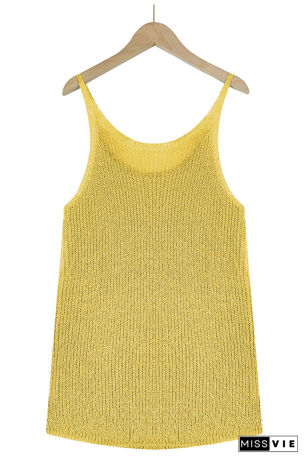 Color Block and Plain U Neck Knit Tank Top