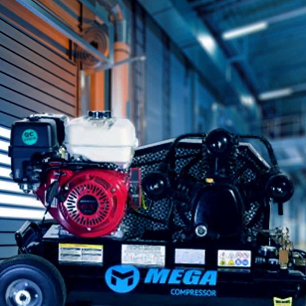 Mega Compressor 10 Gal. 9 HP 150 PSI Portable Dual Wheeled Gas Air Compressor MP-9010GE