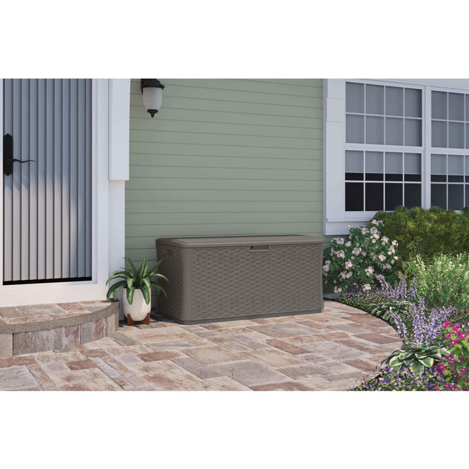 Suncast 55 in. W X 29 in. D Gray Plastic Deck Box 134 gal