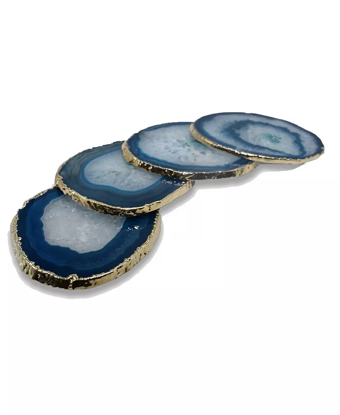 Nature's Decorations - Premium Gold-tone Trim Agate Coasters