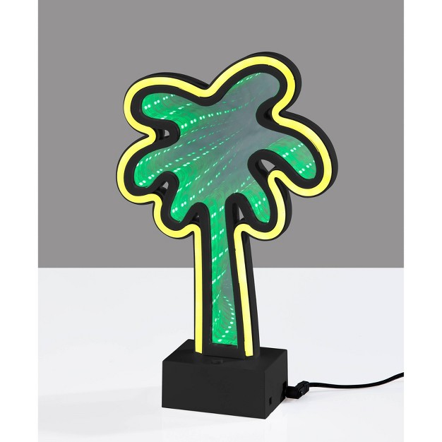 Infinity Neon Palm Tree Table wall Lamp Black Adesso