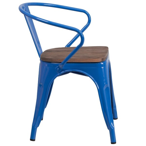 Metal Chair with Wood Seat and Arms