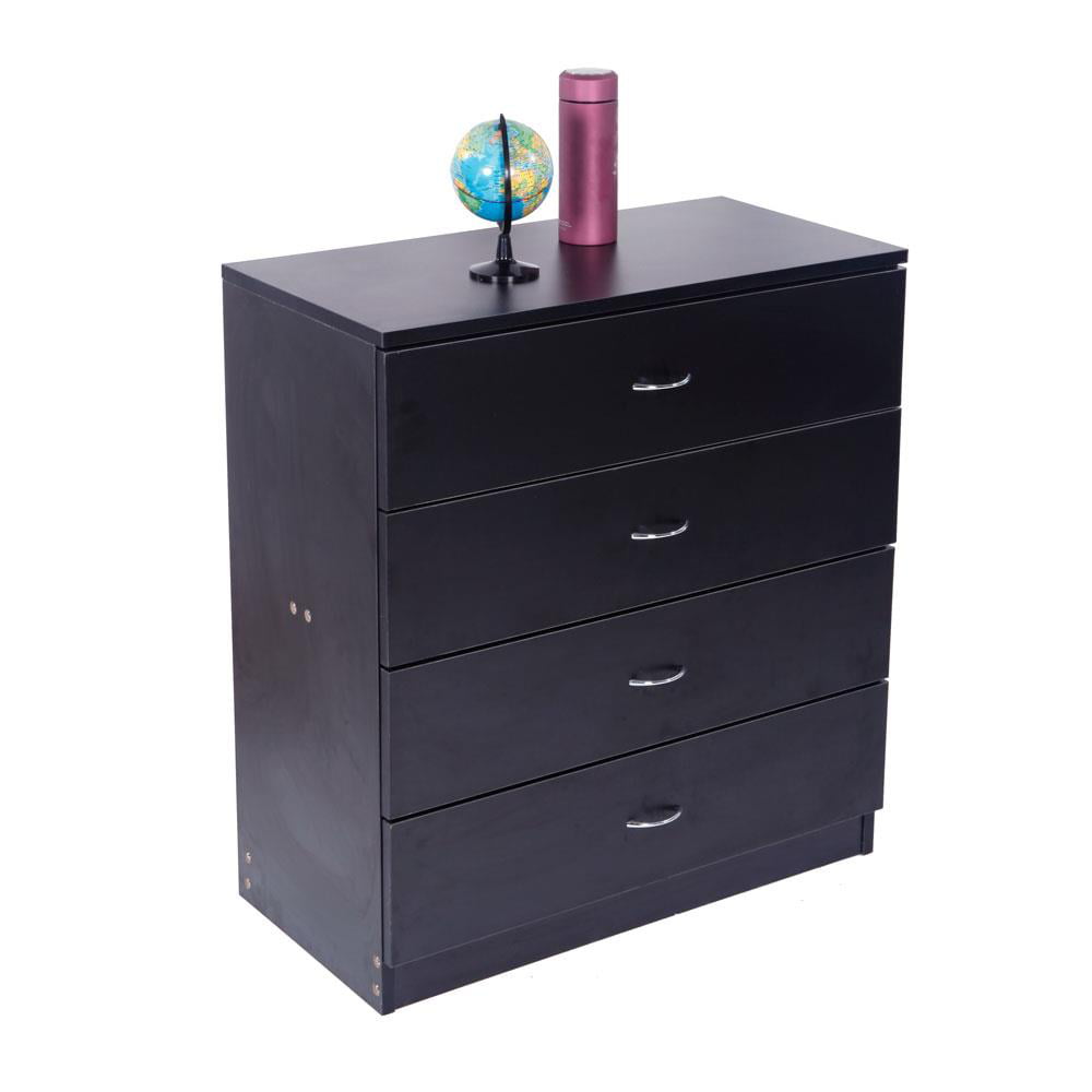 SalonMore Nightstand, Bedroom Storage, Bedside Table, End Table with 4 Drawers, Black