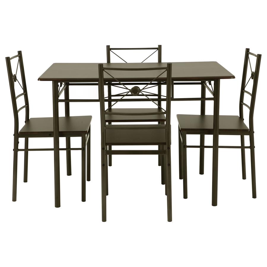 Anna 5-piece Rectangular Dining Set Dark Bronze  -  100033