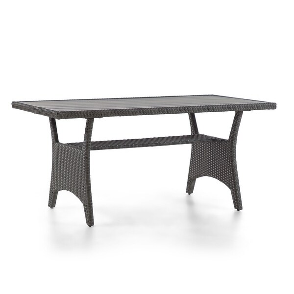 Decker Contemporary 57inch Wicker PlankStyle Outdoor Dining Table by MandL Co.