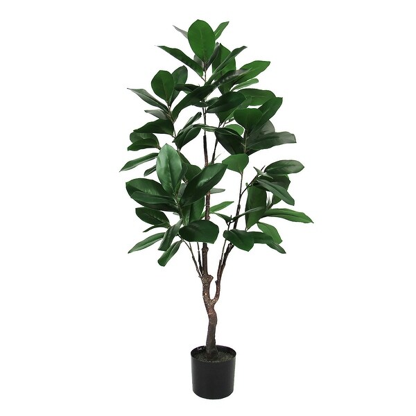 4ft Artificial Magnolia Tree Leaf Tree in Black Pot