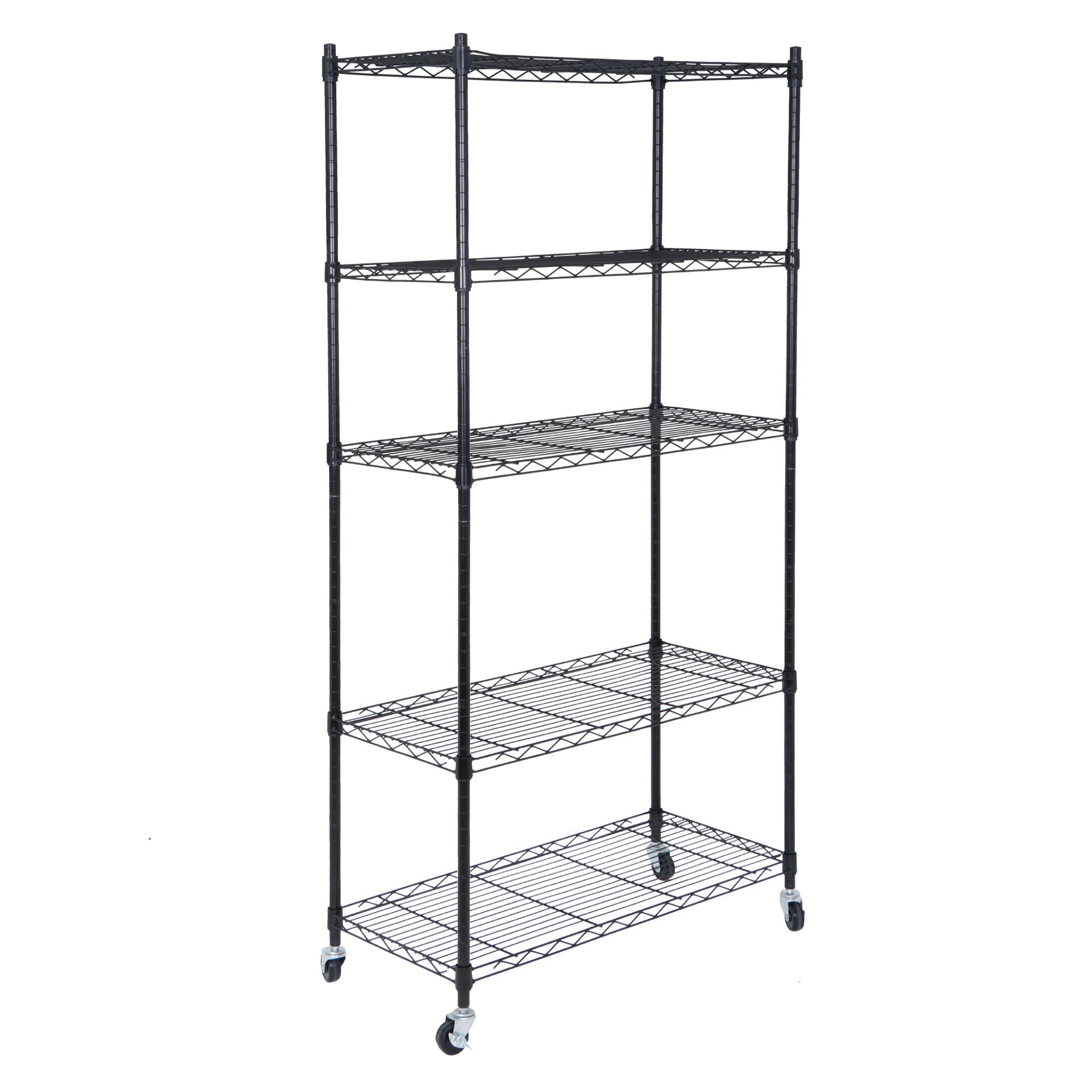 ZenSports 5-Tier Mobile Storage Rack 300LBS Steel Wire Shelving Unit W/Wheels for Kitchen Garage