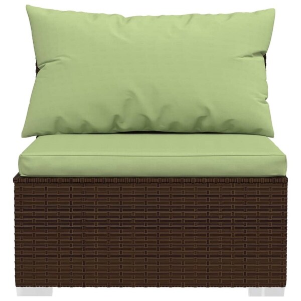 4 Piece Patio Lounge Set with Cushions Poly Rattan Brown - Overstock - 37573939