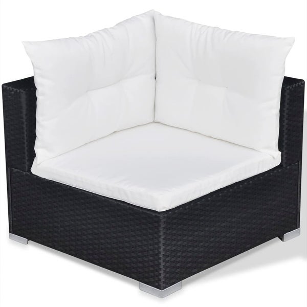 10 Piece Patio Lounge Set with Cushions Poly Rattan Black - Overstock - 37574267