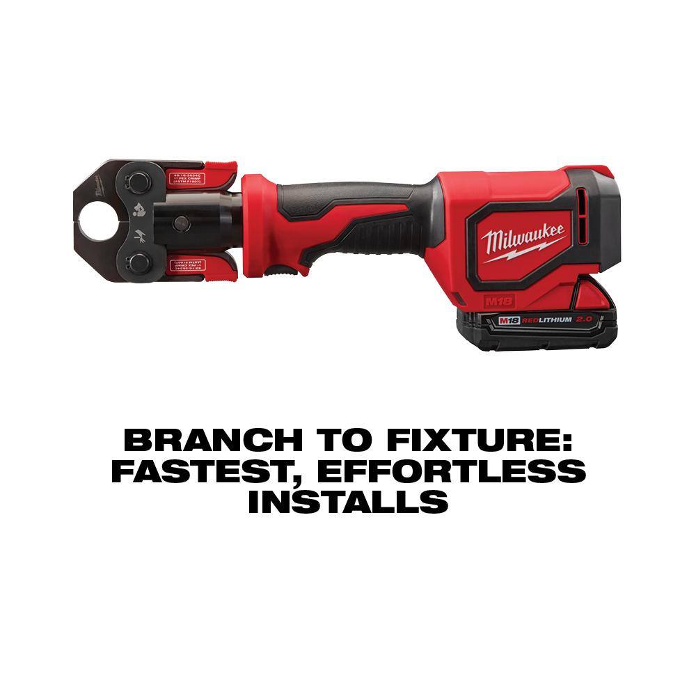 MW M18 18V Lithium-Ion Cordless Short Throw Press Tool Kit with 3 PEX Crimp Jaws (2) 2.0 Ah Batteries and Charger 2674-22C