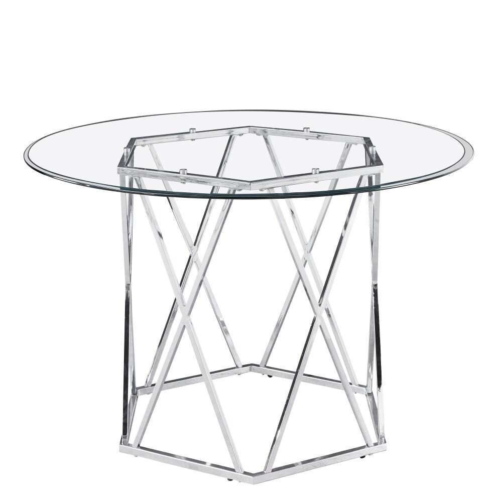 Strick   Bolton Estelline Glass and Chrome 5 Piece Dining Set