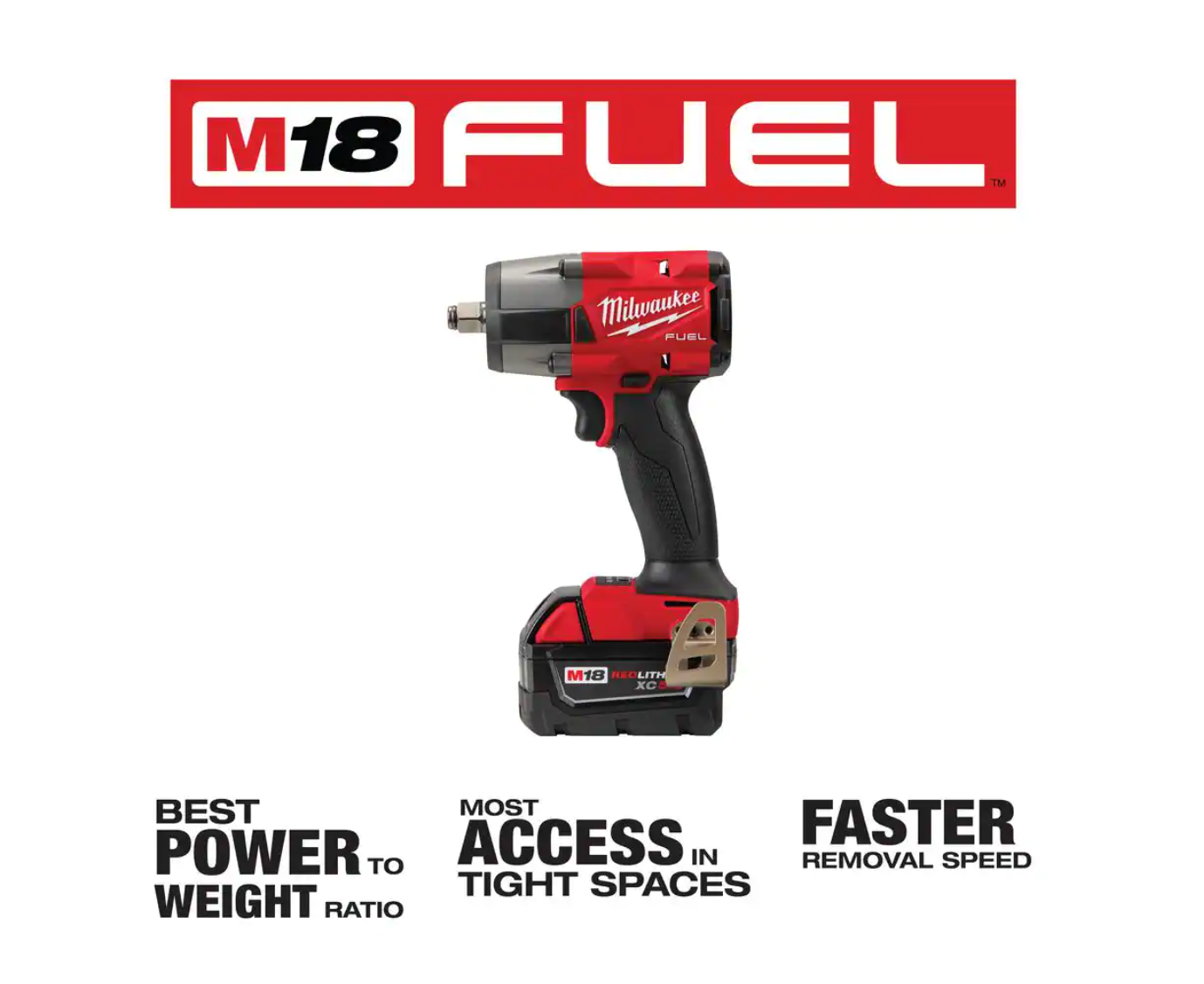 Milwaukee 2962-22-49-16-2960 M18 FUEL GEN-2 18V Lithium-Ion Brushless Cordless Mid Torque 1/2 in. Impact Wrench with Friction Ring Kit with Boot