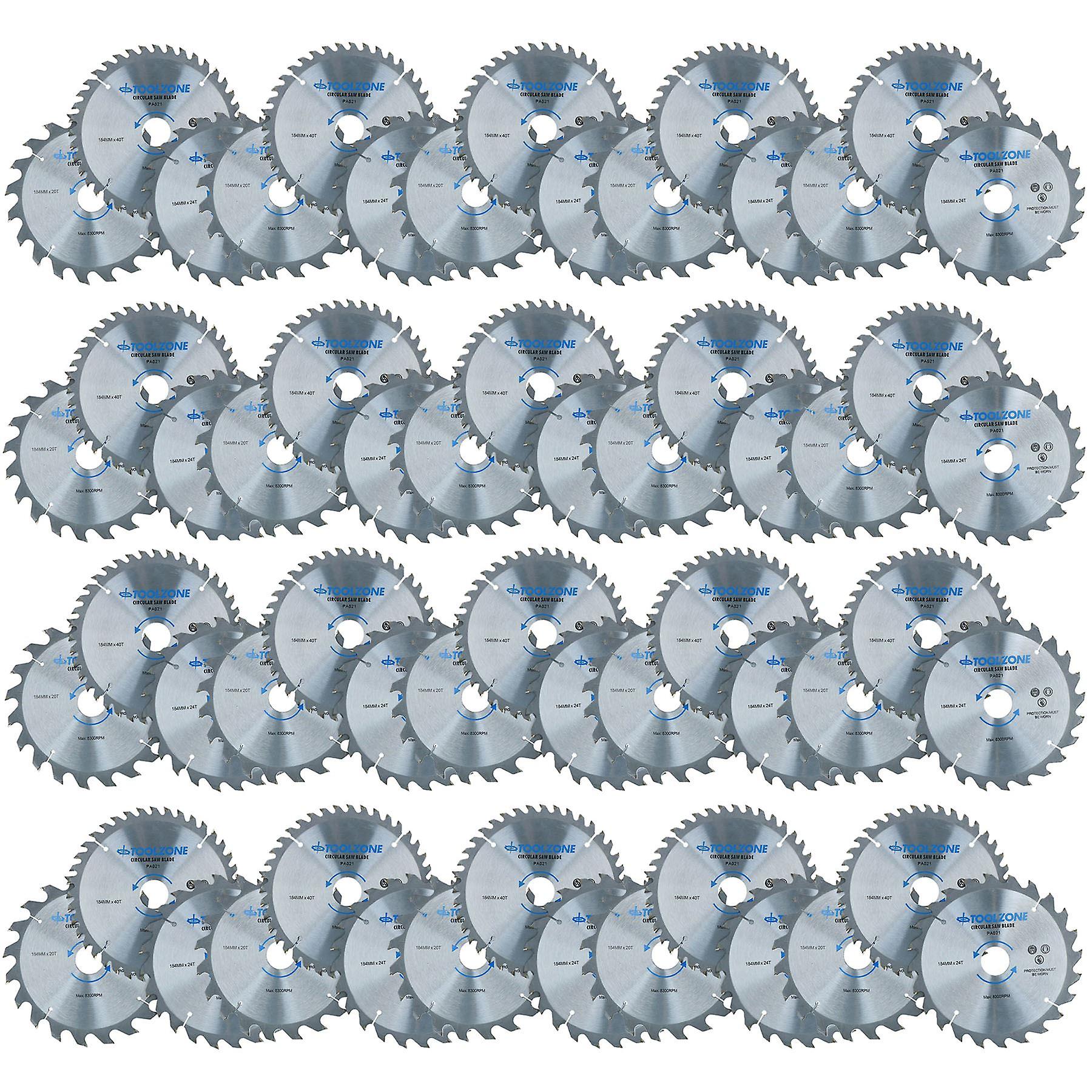 184mm TCT Circular Saw Blades Coarse – Fine 20 24 40 Teeth + Adaptor Rings 60pc