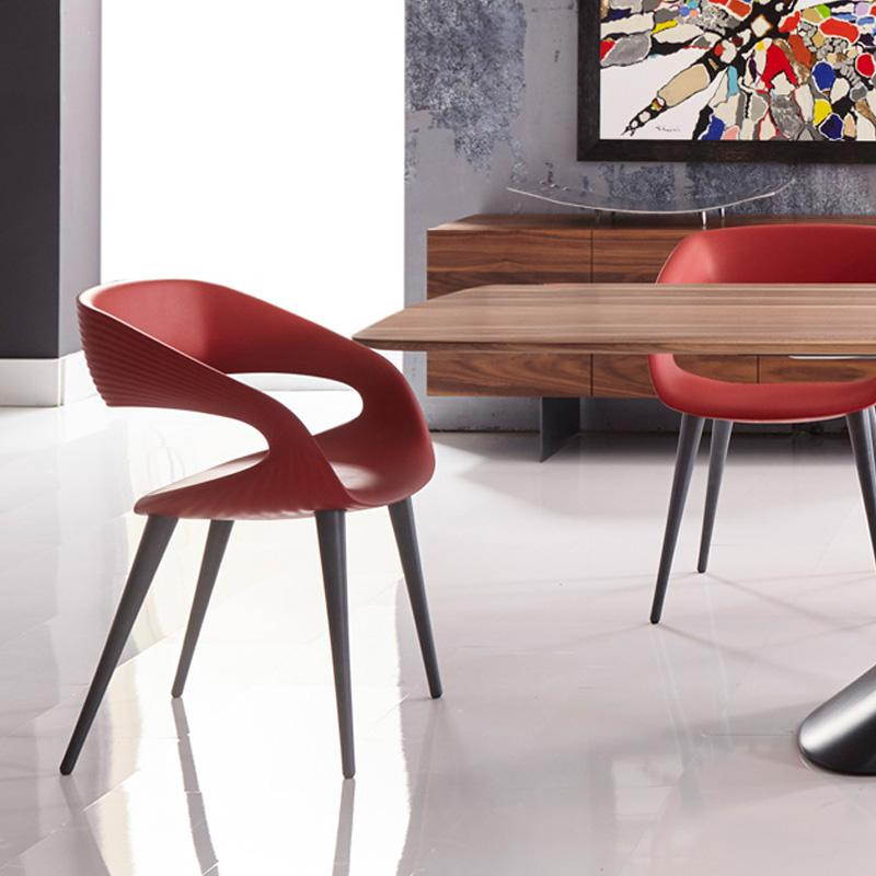 Shape Dining Chair RED with wood legs   Midcentury   Dining Chairs   by BisonOffice  Houzz