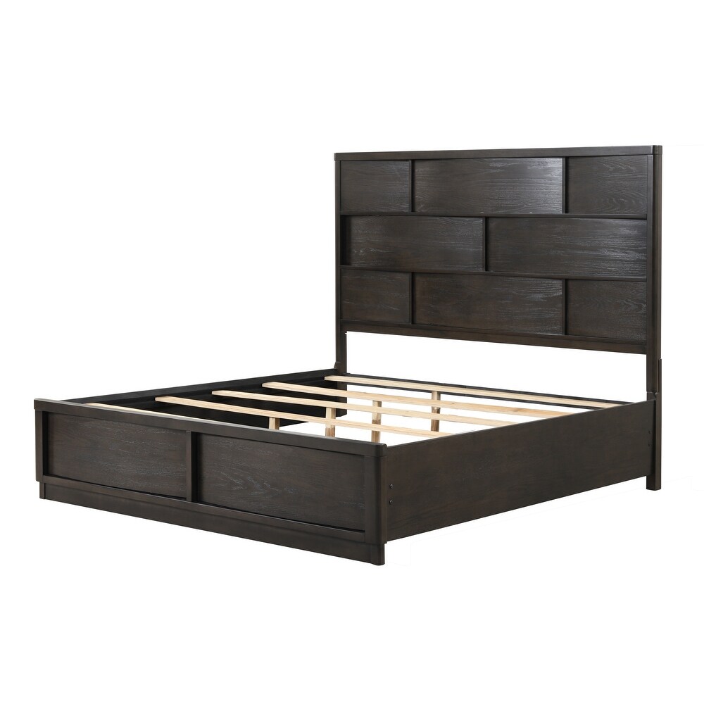 Roundhill Furniture Belani Wood Panel Bed Set  Bed  Dresser  Mirror  and Nightstand  Espresso