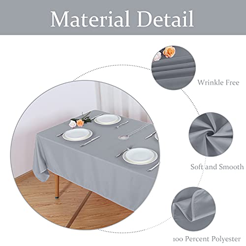 Fitable Table Cover Outdoor and Indoor Tablecloth - Washable Waterproof Wrinkle Free Table Cloth with Zipper and Umbrella Hole for Spring/ Summer/ Party/ Picnic/ BBQS/ Patio Silver Grey 60x102 inch