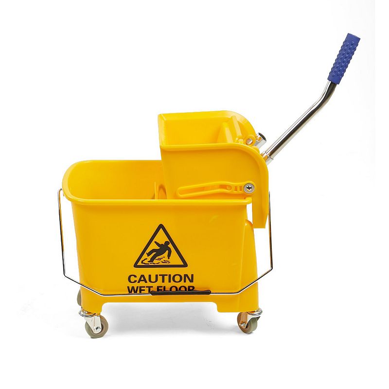 Mind Reader Mobile Heavy Duty Mop Bucket with Down Press Wringer - 22-qt.