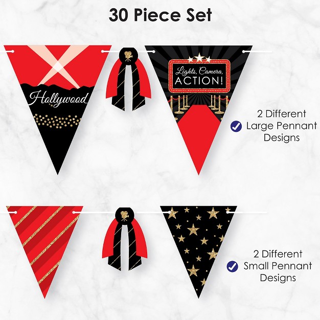 Big Dot Of Happiness Red Carpet Hollywood Diy Movie Night Party Pennant Garland Decoration Triangle Banner 30 Pieces