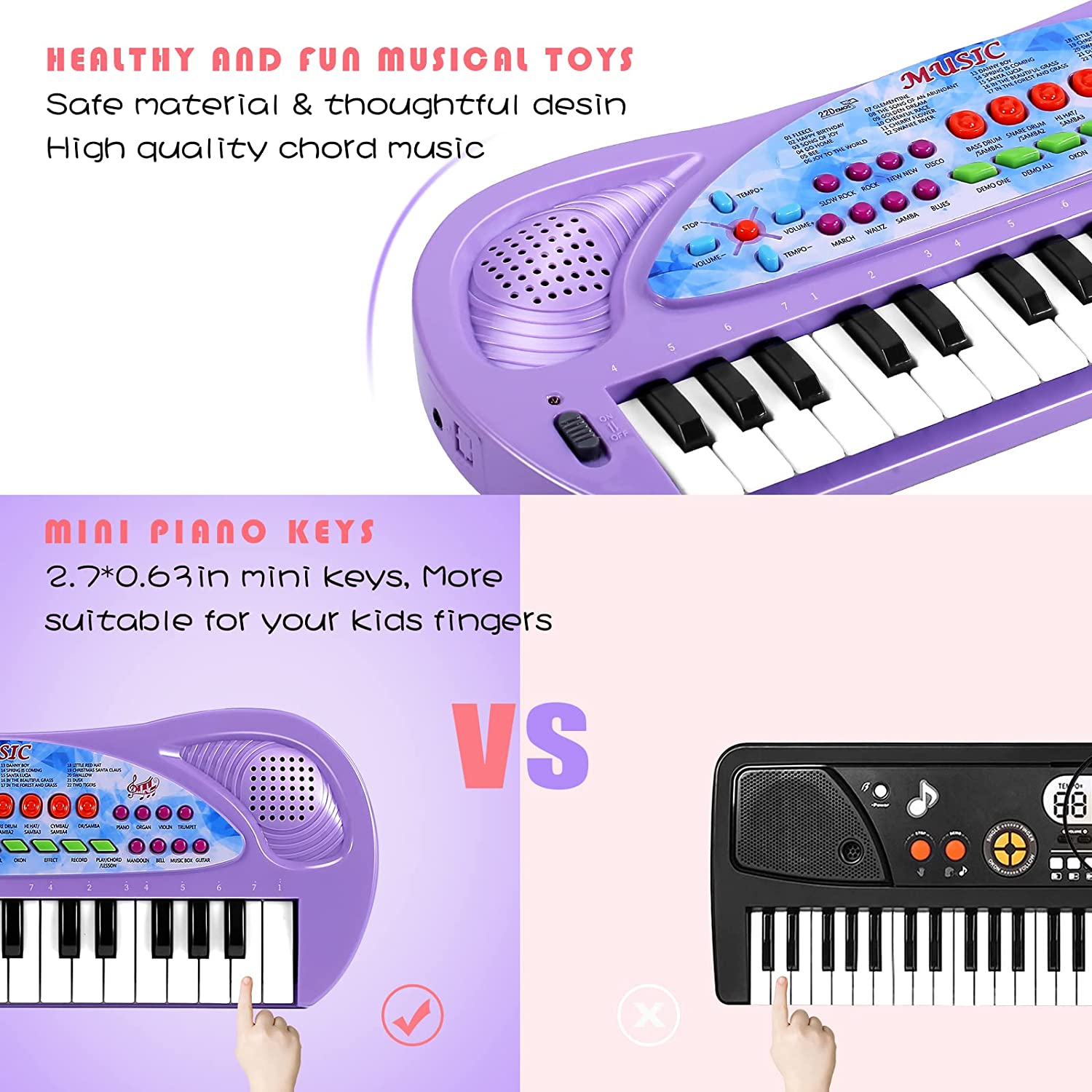 HAOTUTOYS Piano Keyboard for Kids， 32 Keys Portable Piano Early Learning Educational Electronic Music Keyboard Instrument Toys for 3 4 5 6 Year Old Boys and Girls (Purple)