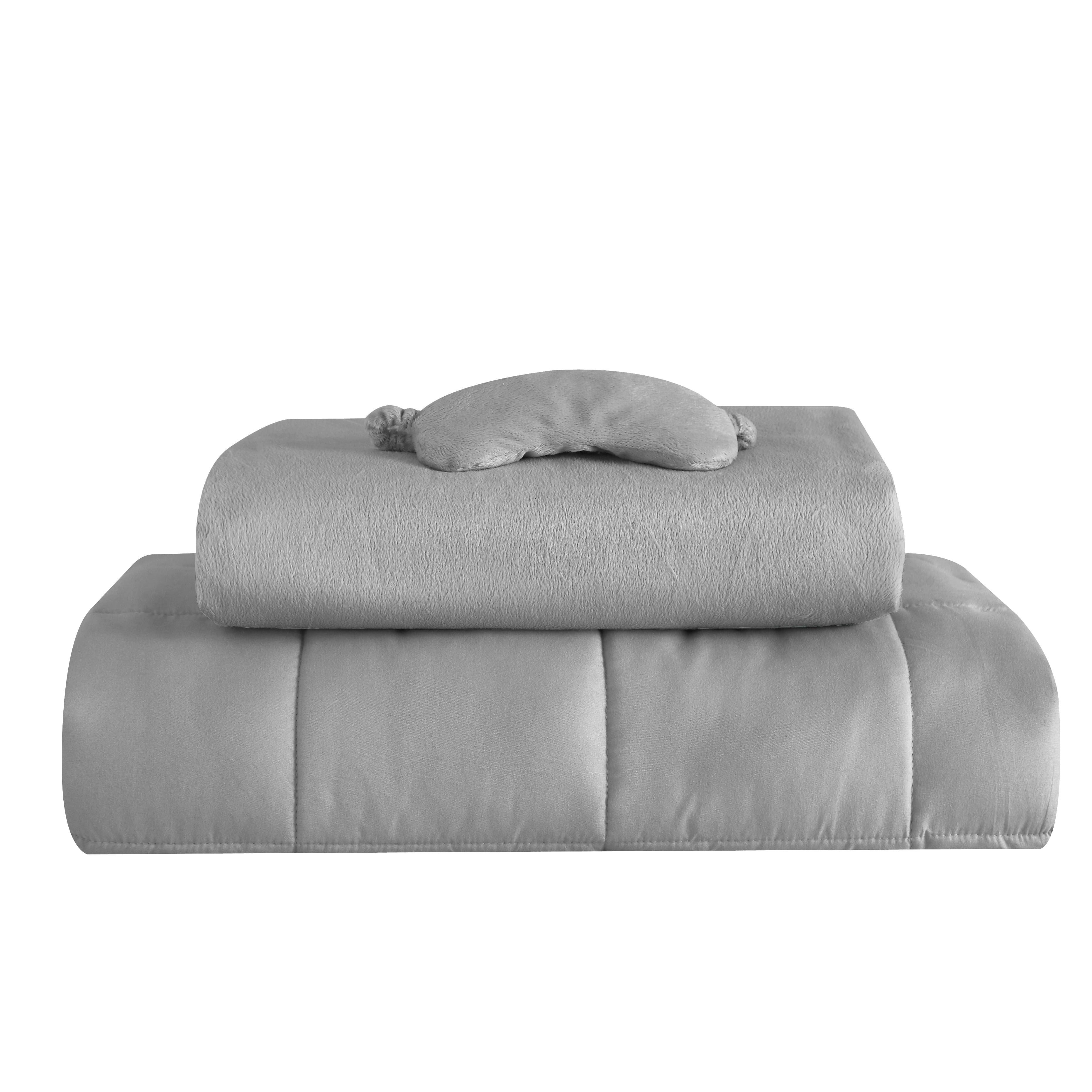 Well Being 3 Piece Weighted Blanket Set - Includes 20 LB Weighted Blanket， Duvet Cover and Eyemask