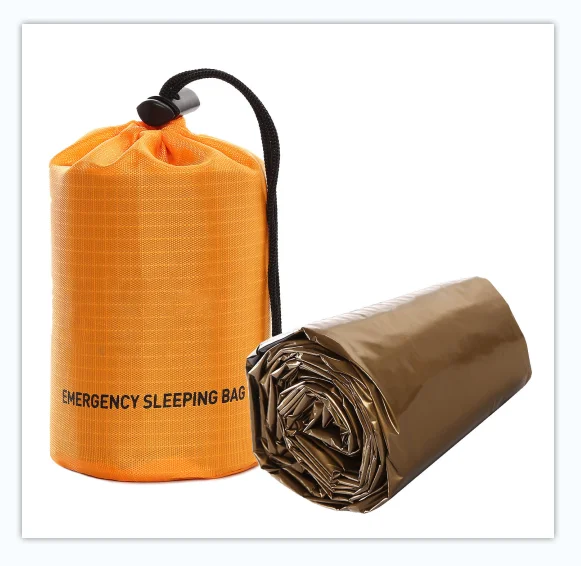 Emergency Insulation Blanket 28UM Thick Orange PE Aluminized Film Camping Emergency sleeping bag