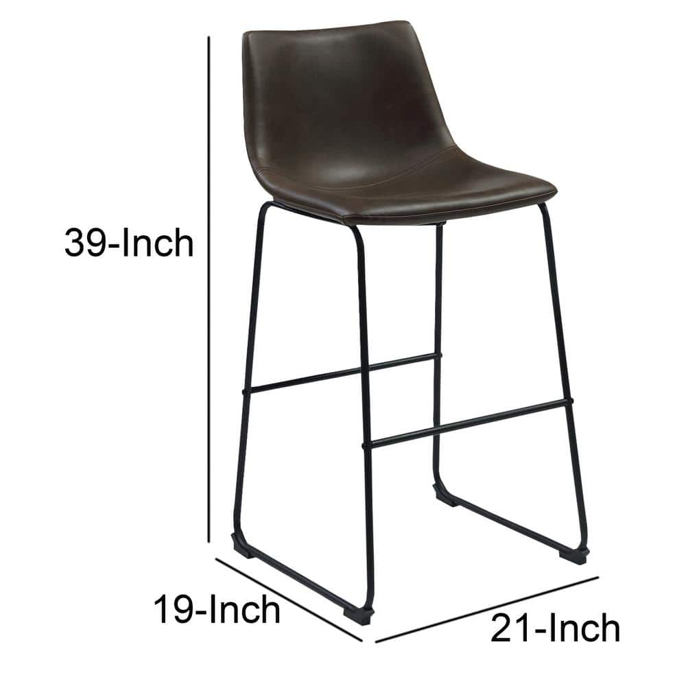 Benjara 39 in. H Casual Contoured Brown Bar Height Stool (Set of 2) BM160829