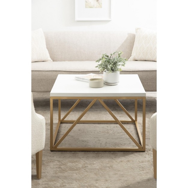 Kate And Laurel Truss Square Mdf Coffee Table 28x28x18 White And Gold