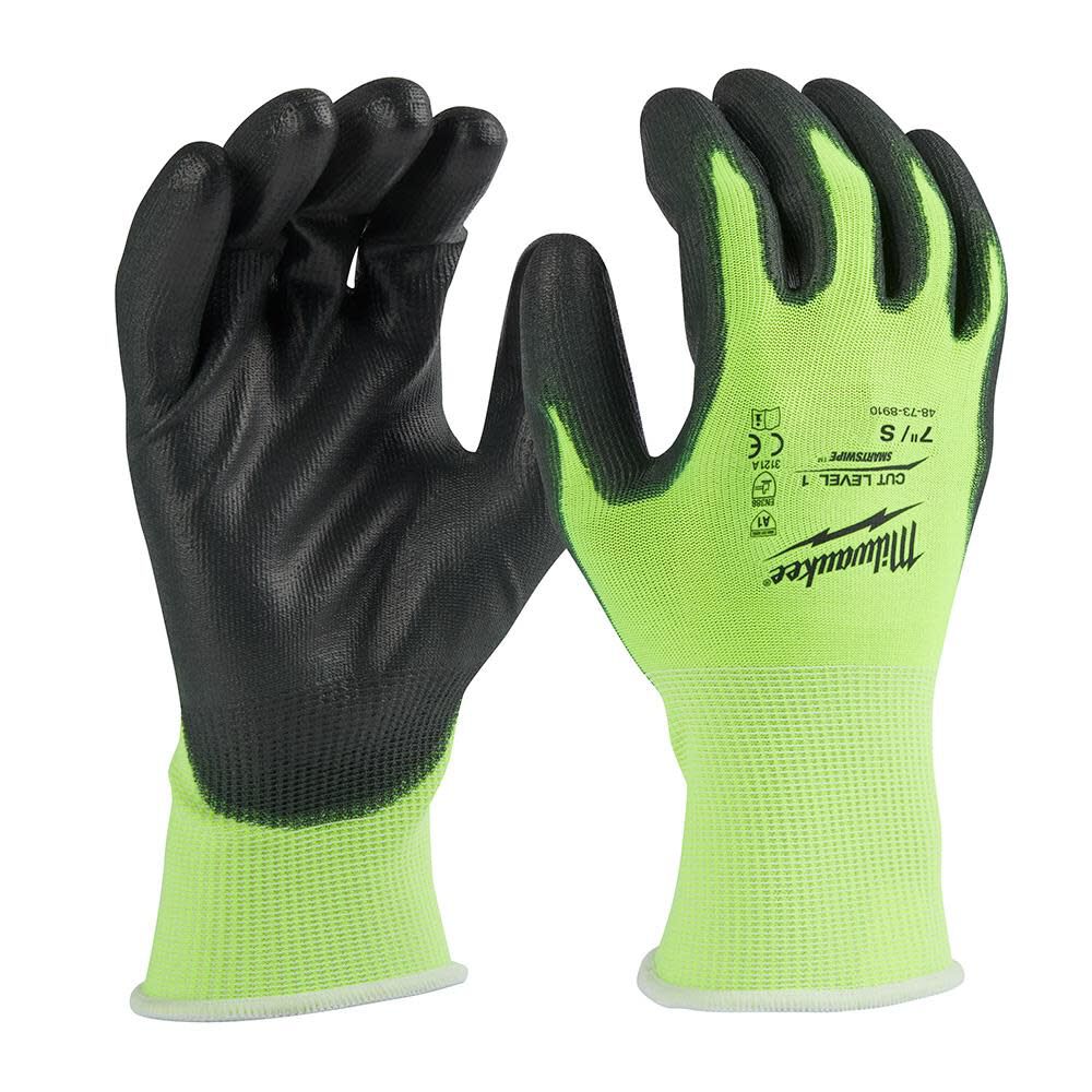 Milwaukee High Visibility Cut Level 1 Polyurethane Dipped Gloves 48-73-8910M910 from Milwaukee