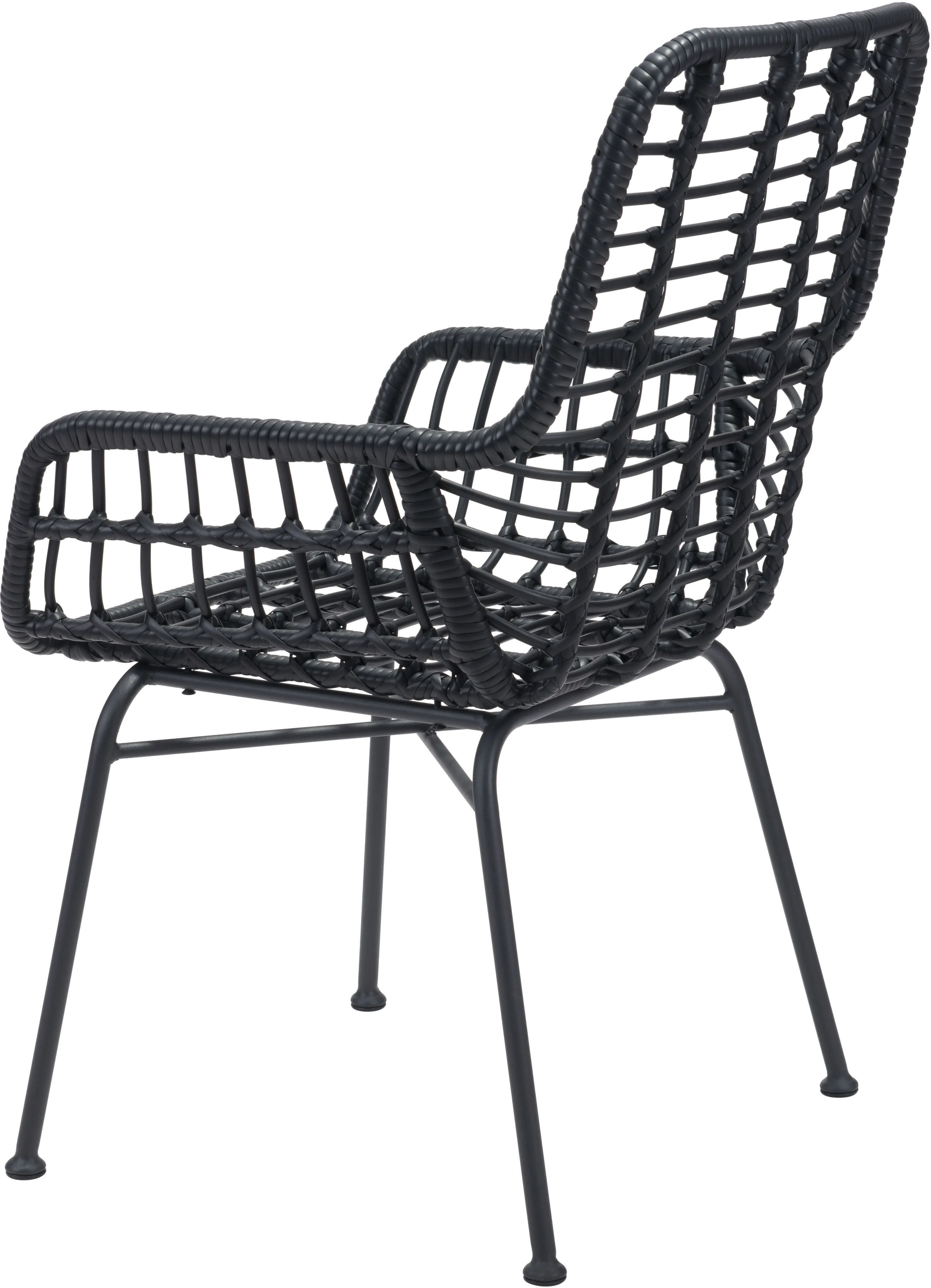 Pair of Black Modern Patio Dining Chairs - Lyon