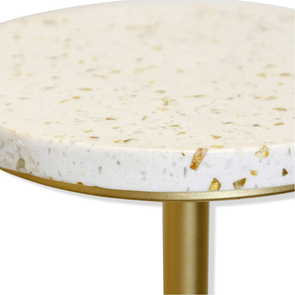 Cameron End or Side Table  White and Gold Flaked   Contemporary   Side Tables And End Tables   by Lighting New York  Houzz