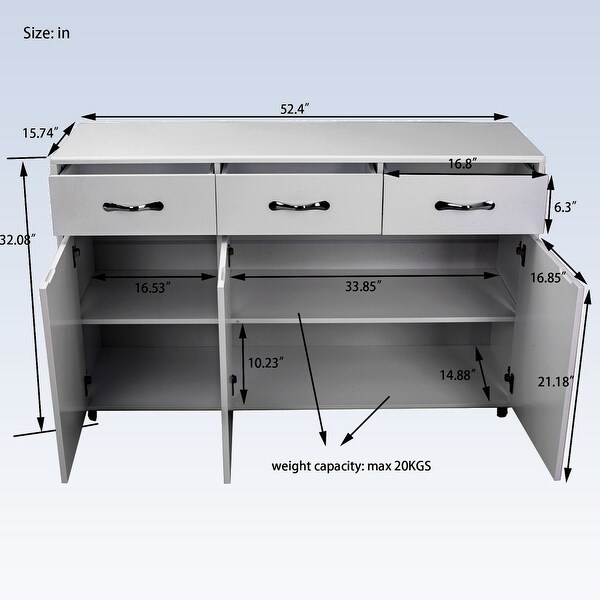 Modern Side Table With Three Doors For Living Room