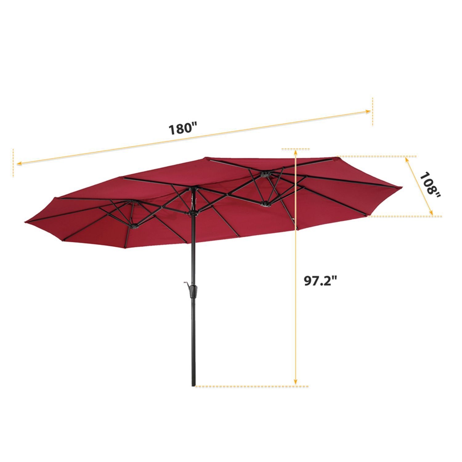 Cmgb Large Double-Sided Rectangular Outdoor Patio Umbrella with Crank Red