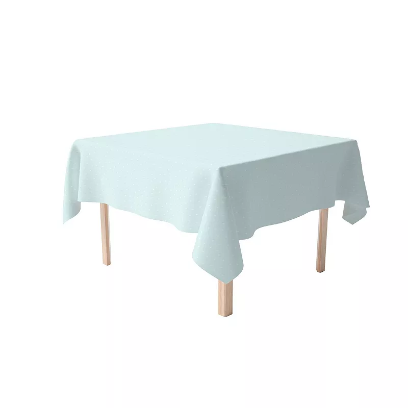 Square Tablecloth， 100% Cotton， 60x60， Aqua Blue Polka Dots