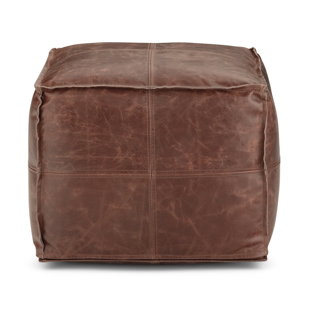 WYNDENHALL Erving Boho Square Pouf in Leather