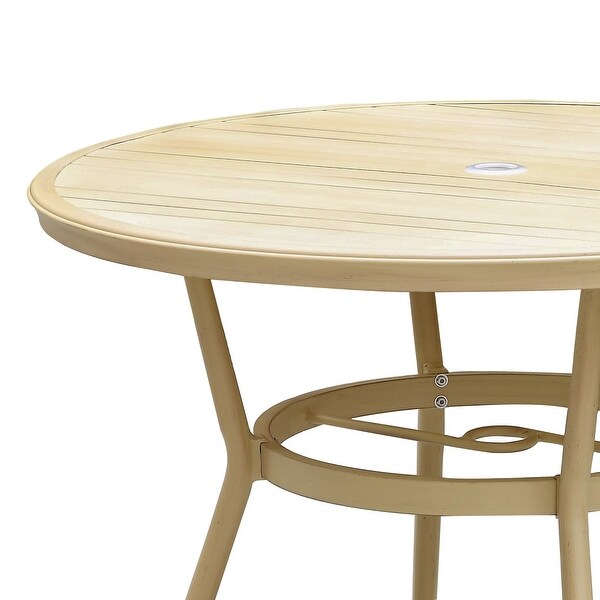 Furniture of America Ariel Natural Tone 40inch Metal Round Patio Dining Table