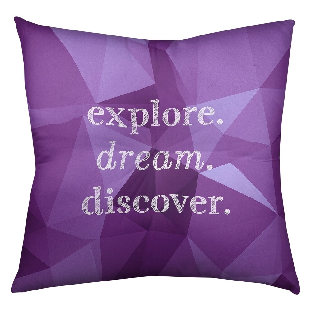 Quotes Faux Gemstone Explore Dream Discover Quote Floor Pillow   Square Tufted