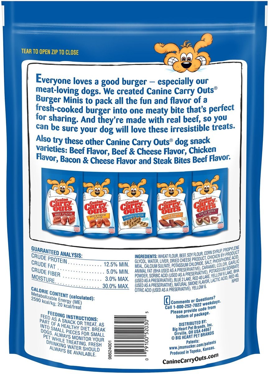 Canine Carry Outs Burger Minis Beef Flavor Dog Treats