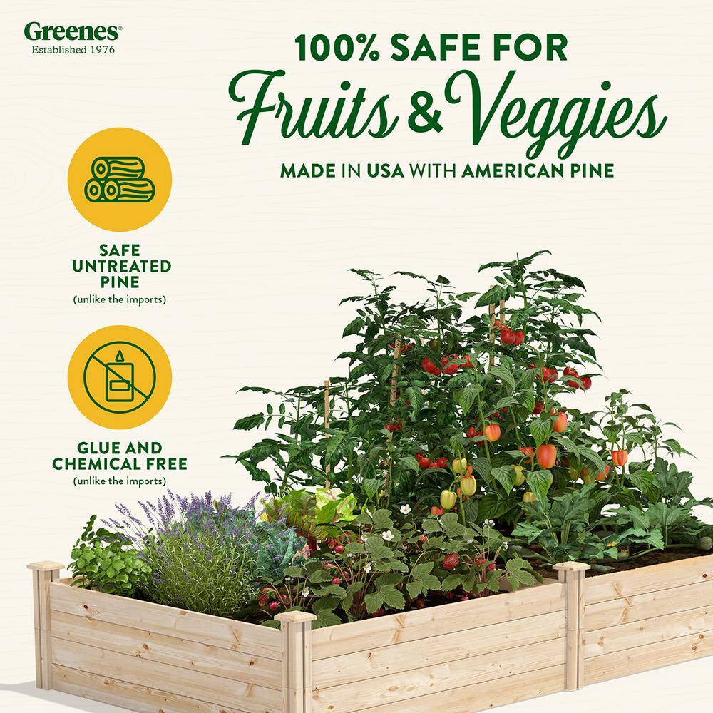 Greenes Fence 4 ft. x 8 ft. x 14 in. Original Pine Raised Garden Bed RCP12S28B