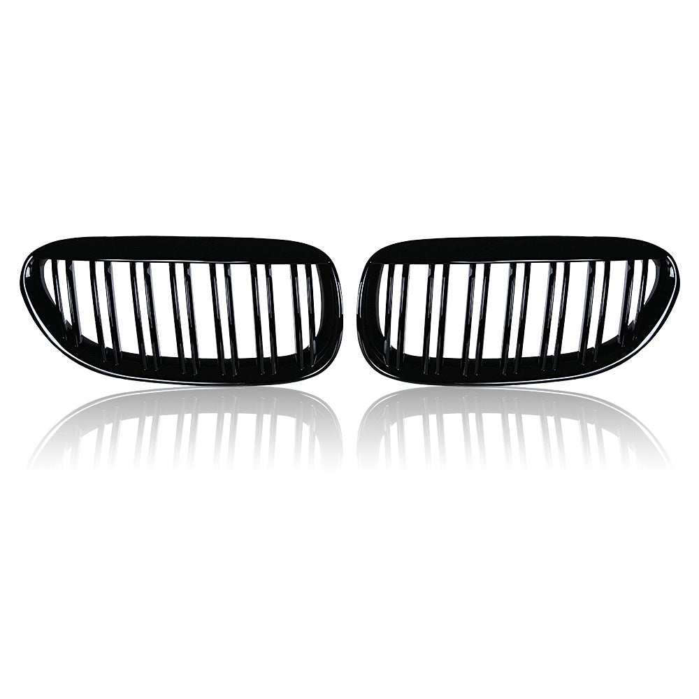 Astra Depot Glossy Black Kidney Grille Double Line Fit 2004-2010 BMW E63 E64 650i 650Ci 645Ci M6 2-Door