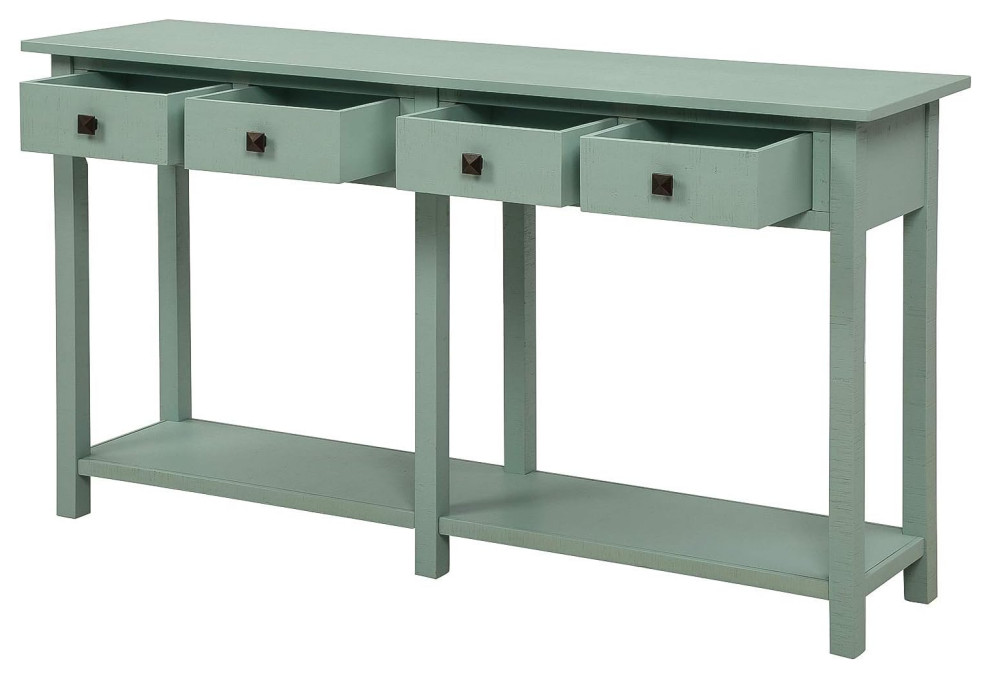 Rustic Classic Console Table  4 Drawers With Square Pull Handles   Rustic   Console Tables   by Decor Love  Houzz